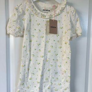 Mini Boden Cream Knit Top with Subtle Floral Sprinkles